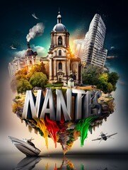 NANTES Boldly Displayed With Cityscape