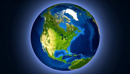 Detailed geographical representation of North America on a globe, showcasing the continent's varied terrain and water bodies.