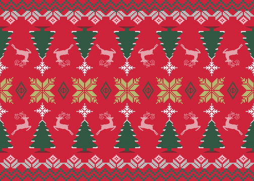 Christmas Sweater Pattern: A Holiday Reindeer and Evergreen Forest