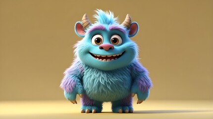 3D image of a purple horned monster