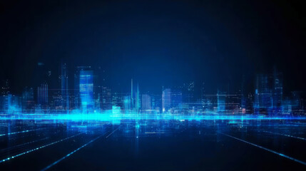Fototapeta premium architecture, cityscape with space and neon light effect. Modern hi-tech