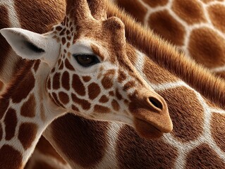 Giraffe skin pattern, close-up of the entire surface of the giraffe's back plates, brown and cream color tone, high resolution, high detail, high quality, high definition, hyper-realistic, hyper-detai