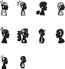 Silhouetted Figures with Unique Head Designs