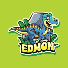 Edmontosaurus Dinosaur Cartoon character sticker illustration