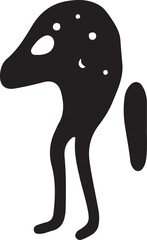 Abstract Alien Creature Silhouette Standing Upright