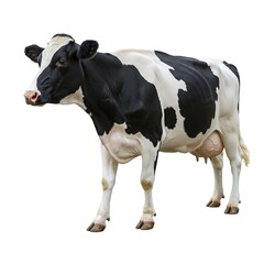 Majestic Holstein cow isolated on white, perfect for illustrating dairy farms and agricultural themes in educational or commercial projects