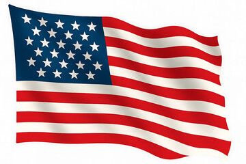 Fototapeta premium Waving American flag with stars and stripes pattern on transparent background