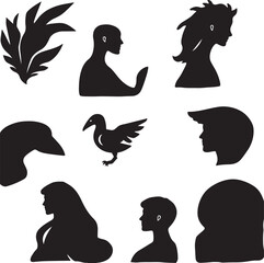 Diverse Silhouettes Collection of People Animals