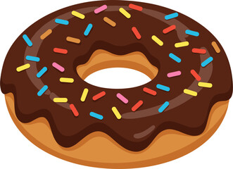Delicious chocolate frosted donut with colorful sprinkles, perfect for bakery promotions or sweet treat concepts.