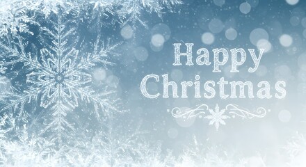 Happy Christmas message on frosty background