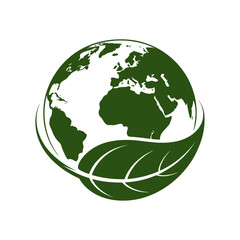 Obraz premium silhouette of planet earth wrapped in green leaves, eco-friendly concept