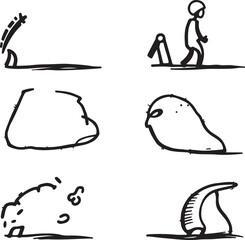 Doodle art illustration with six objects