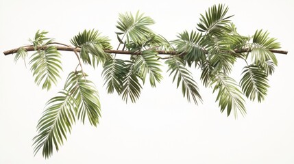 Lush Green Tropical Palm Leaves Isolated on White Background
