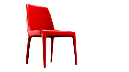 Modern Red Armless Chair Isolated on White Background, cut out transparent
