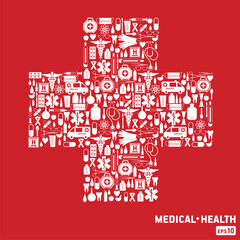 Medical set. Cross illustration of icon.