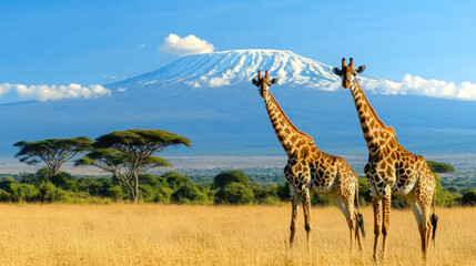 Fototapeta premium giraffe on mount background