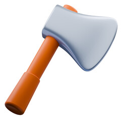 3D axe with simple cartoon design. Great for survival games, RPG icons, or work tool illustrations.