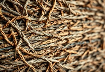 Intricate woven fibers, layered and distressed, creating a deep, earthy texture,  natural,  rough