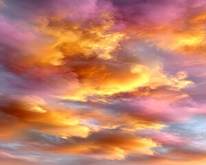 Fototapeta premium Abstract Sunset Sky Golden and Purple Cloudscape