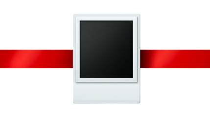 Blank vertical frame with red stripe graphic overlay, cut out transparent