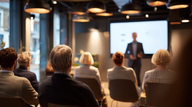 Engaging business presentation modern conference room professional environment interactive session - Powered by Adobe