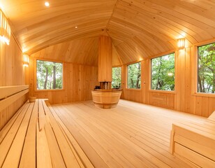 Wooden sauna interior