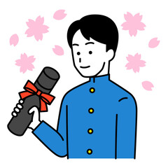 卒業証書を持つ男子学生