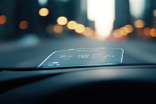 Digital heads-up display shows speed and information in modern v