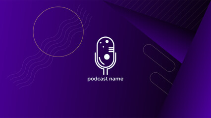 PODCAST BACKGROUND WITH DIAGONAL GEOMETRIC SHAPES PURPLE ORANGE GRADIENT COLOR SIMPLE TEMPLATE DESIGN VECTOR. GOOD FOR COVER DESIGN, BANNER, WEB,SOCIAL MEDIA