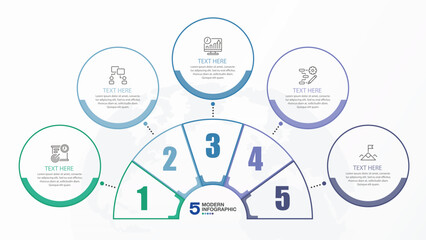 Basic infographic with 5 steps, process or options.