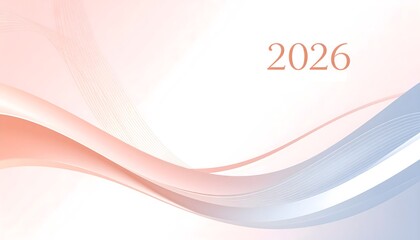 Fondo abstracto 2026 con ondas en tonos coral y azul suave