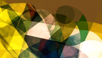 A vibrant abstract design featuring overlapping shapes of various sizes and colors, creating a dynamic and visually engaging composition.