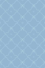 Fototapeta premium Blue Checkerboard Bowknot Pattern Background. Seamless cute pattern design element for banner, poster, wallpaper, textile and gift wrapping paper.