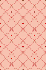 Fototapeta premium งานศิลปะที่ไม่มีชื่อCute seamless pattern design elements. Checkerboard bow pattern on pink background for banner, poster, wallpaper, textile and gift wrapping paper.