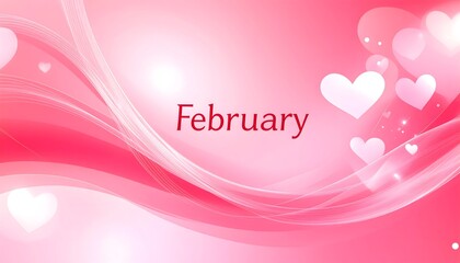 Fondo abstracto rosa con corazones brillantes y ondas suaves, dise&ntilde;o rom&aacute;ntico de febrero ideal para San Valent&iacute;n y celebraciones