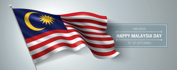Malaysia happy day greeting card, banner vector illustration.