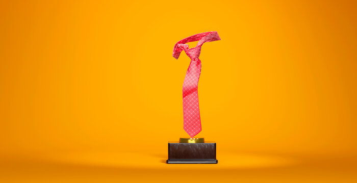 Tie-shaped trophy symbolizing business achievement and success