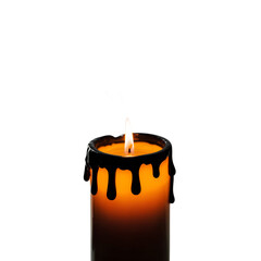 Eerie glowing candle with dripping wax for Halloween holiday decorations or spooky season designs and festive themes