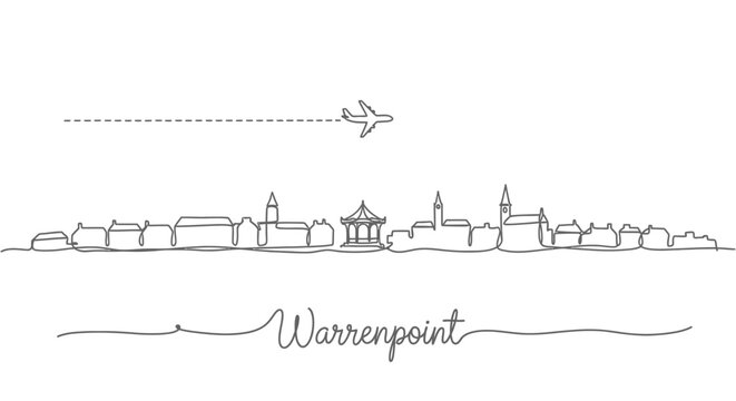 Warrenpoint Skyline Travel destination line art.