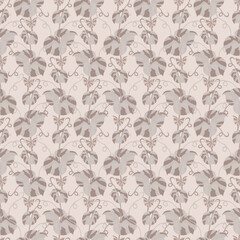 Neutral Botanical Leaves Seamless Pattern