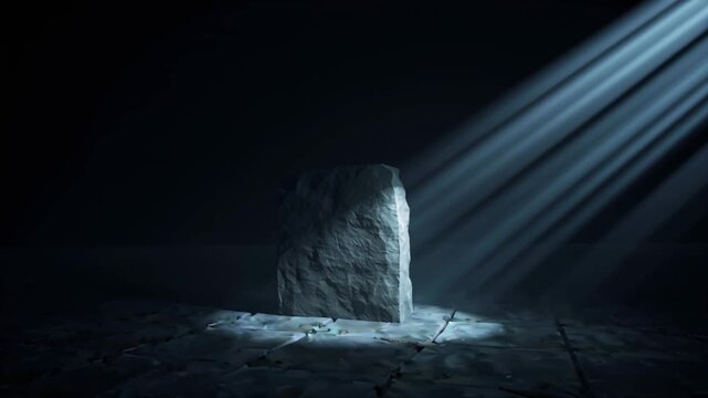 Mysterious Stone Tablet Illuminated by Dramatic Light An Ancient Artifact Concept