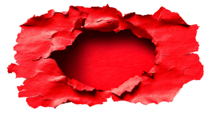 Abstract Ripped Paper with Textured Surface and Dark Opening, cut out transparent