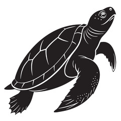 black yangtze giant softshell turtle Silhouette Vector, High Quality Illustration on White Background