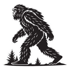 black blackyeti Silhouette Vector, High Quality Illustration on White Background