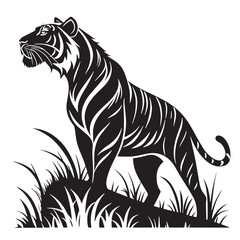 black tiger Silhouette Vector, High Quality Illustration on White Background