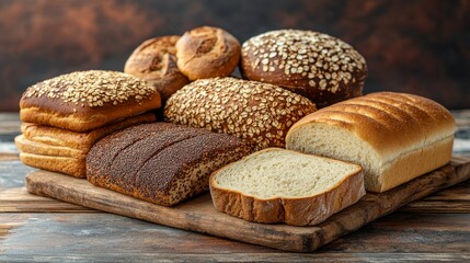 Freshly Baked Bread Loaves with Seeds and Grains – Artisan Bakery and Homemade Food Concept