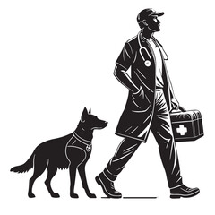 black veterinary Silhouette Vector, High Quality Illustration on White Background