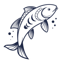 Vector illustration of a fish jumping out of the water for logo or design element