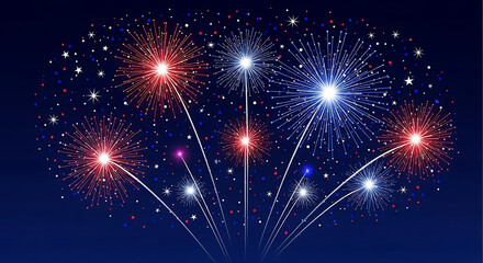Colorful firework display in the night sky for celebration, party, festival, new year, holiday and independence day
