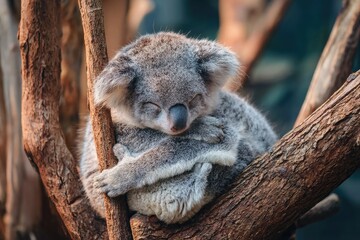 Fototapeta premium Sleepy Koala Bear in a Tree